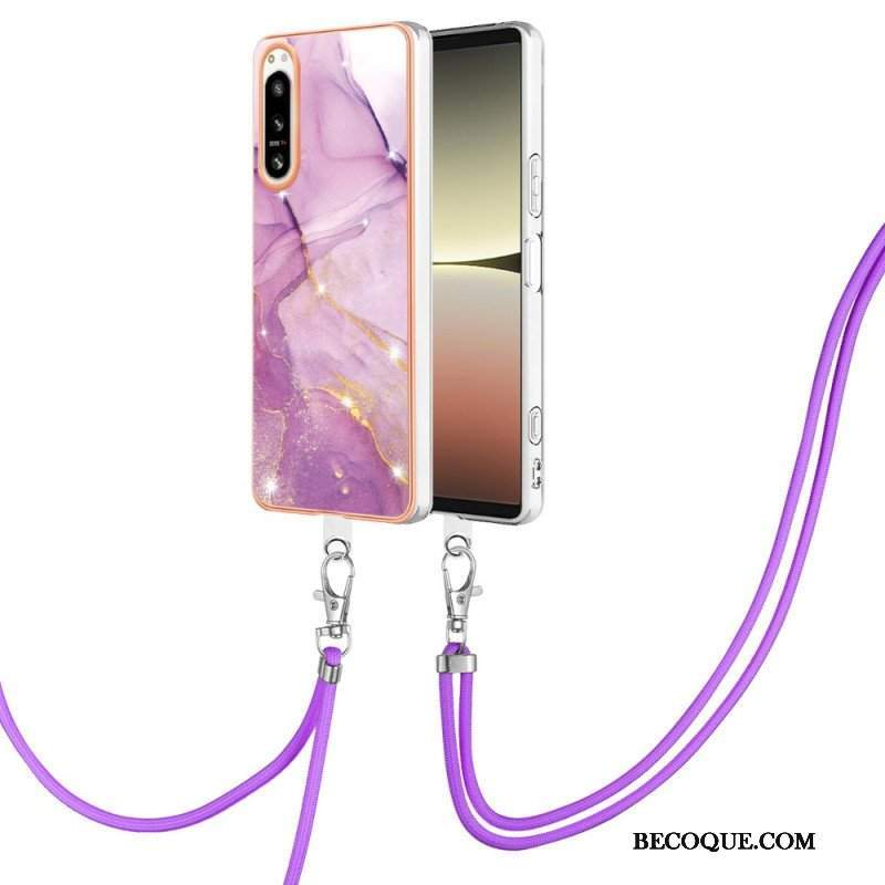 Etui do Sony Xperia 5 IV ze Sznurkiem Z Marmurowym Sznurkiem