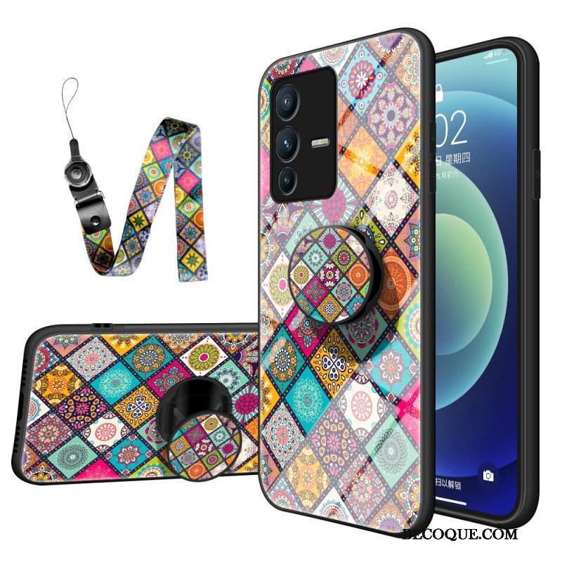 Etui do Vivo V23 5G Patchworkowy Uchwyt Magnetyczny