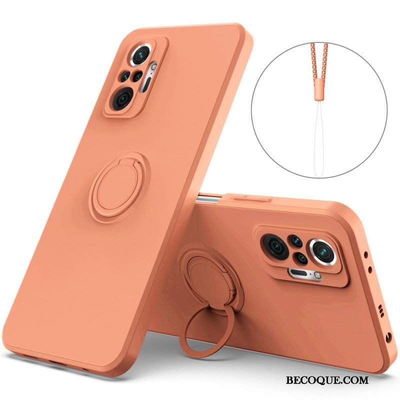 Etui do Xiaomi Redmi Note 10 Pro Płynny Silikonowy Pierścień I Smycz