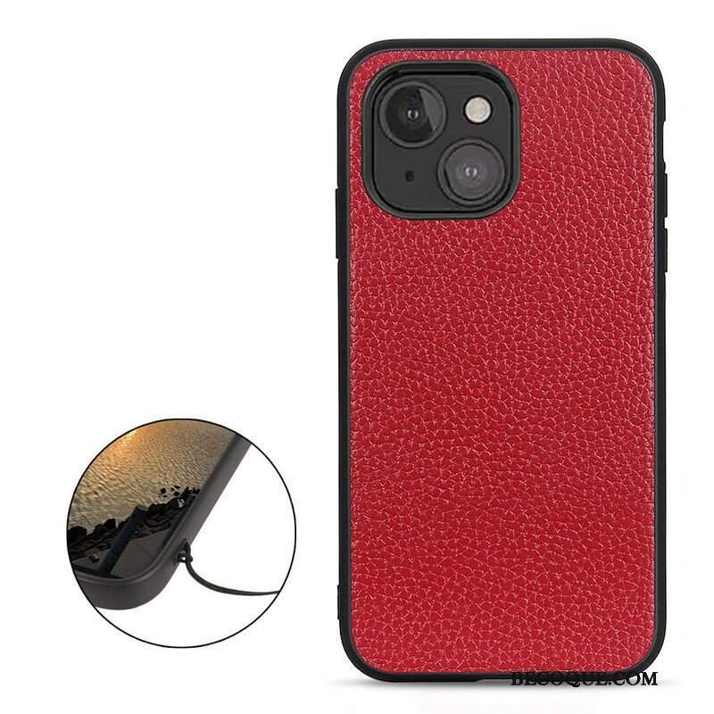 Etui do iPhone 13 Mini Prawdziwa Skóra Litchi