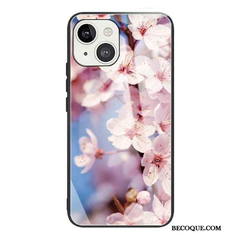 Etui do iPhone 13 Mini Realistyczne Kwiaty Ze Szkła Hartowanego