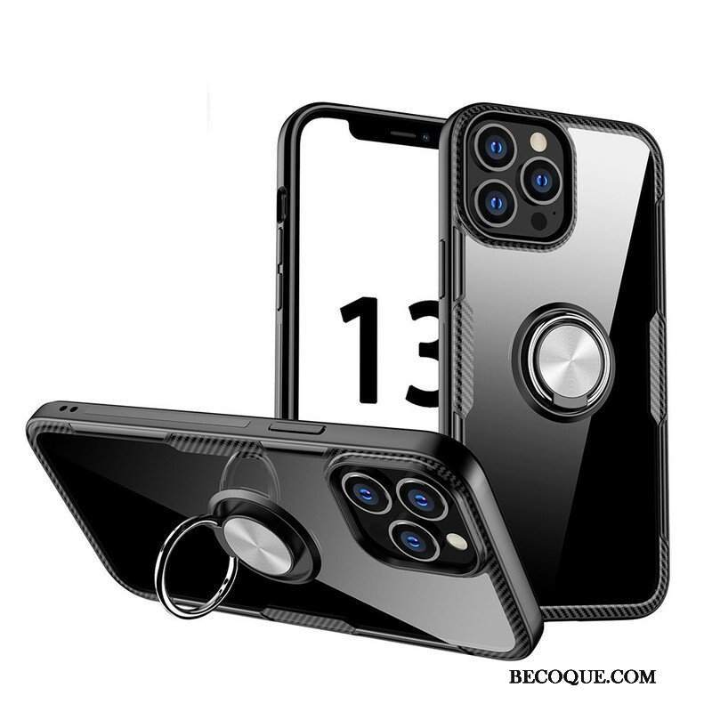 Etui do iPhone 13 Pro Max Metalowy Pierścień Z Włókna Węglowego