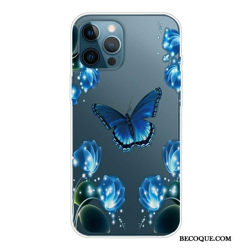 Etui do iPhone 13 Pro Max Niebieskie Motyle
