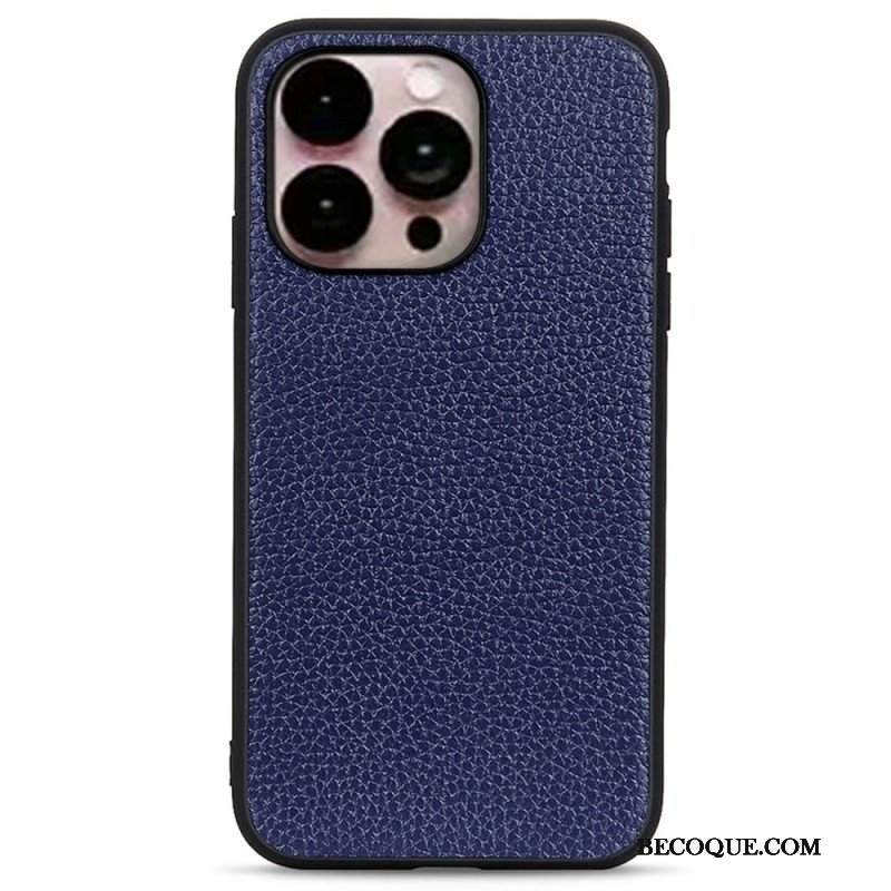 Etui do iPhone 14 Pro Max Prawdziwa Skóra Litchi