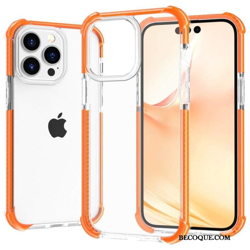 Etui do iPhone 14 Pro Max Przezroczyste Kolorowe Krawędzie