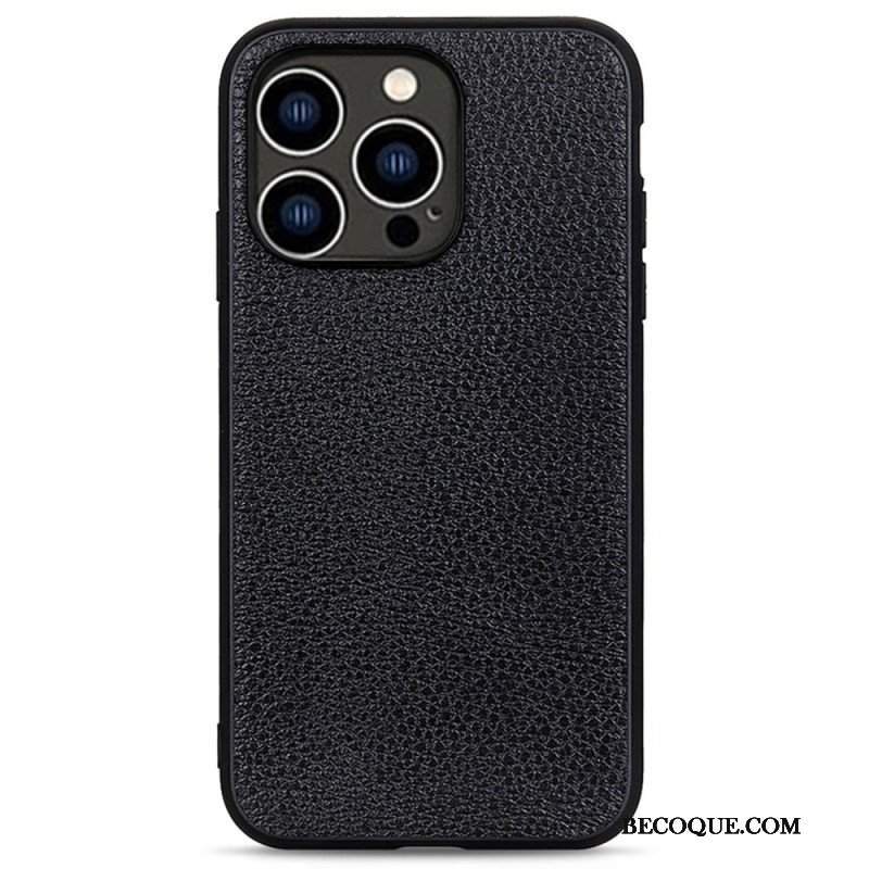 Etui do iPhone 14 Pro Prawdziwa Skóra Litchi