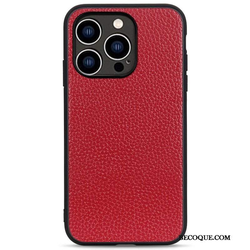 Etui do iPhone 14 Pro Prawdziwa Skóra Litchi