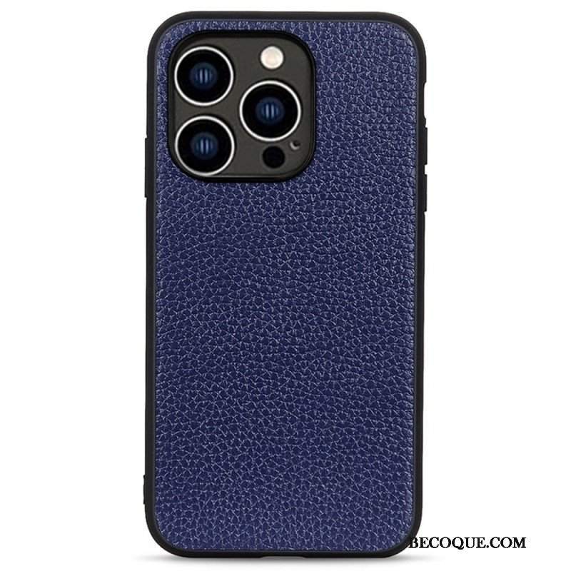 Etui do iPhone 14 Pro Prawdziwa Skóra Litchi