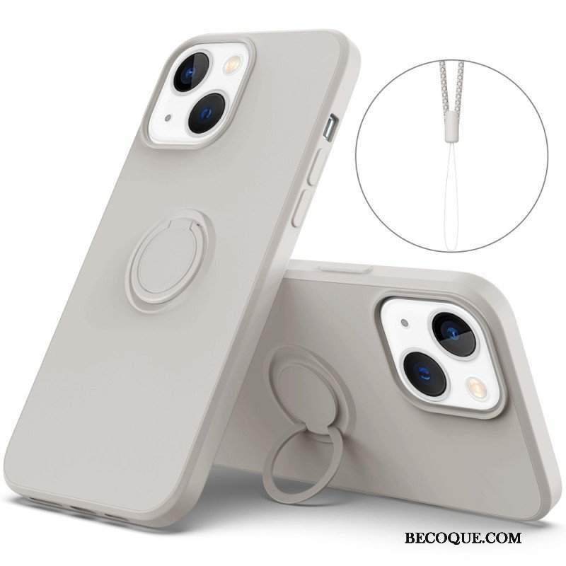 Etui do iPhone 14 Płynny Silikonowy Pierścień I Smycz