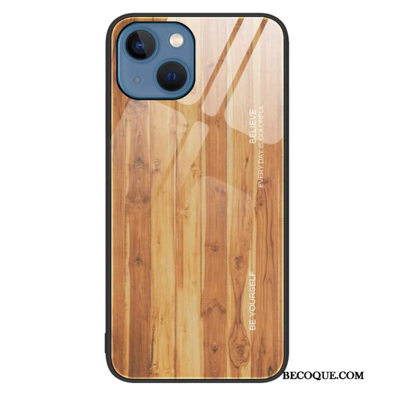 Etui do iPhone 14 Szkło Hartowane W Stylu Drewna