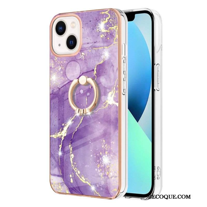 Etui do iPhone 15 Plus Styl Marmurowy Z Pierścieniem Podporowym