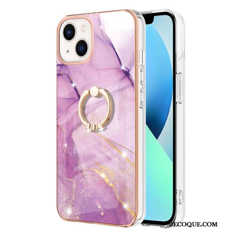 Etui do iPhone 15 Plus Styl Marmurowy Z Pierścieniem Podporowym