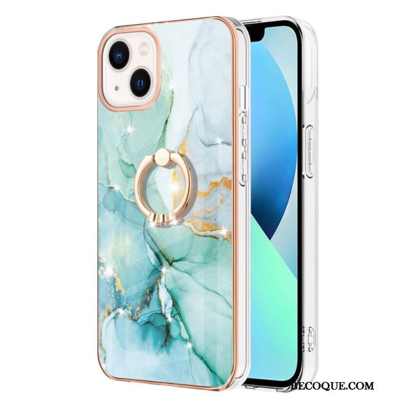 Etui do iPhone 15 Plus Styl Marmurowy Z Pierścieniem Podporowym