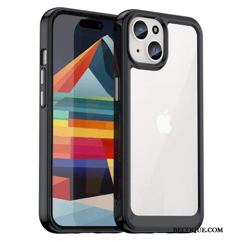 Etui do iPhone 15 Plus Tył Akrylowy I Krawędzie Silikonowe