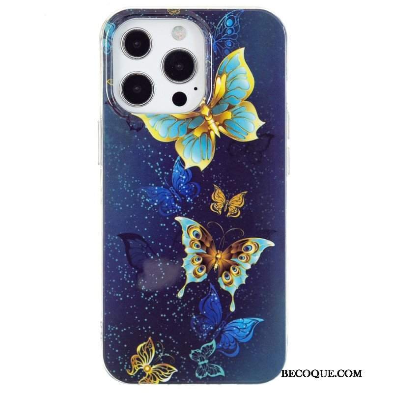 Etui do iPhone 15 Pro Fluorescencyjne Motyle