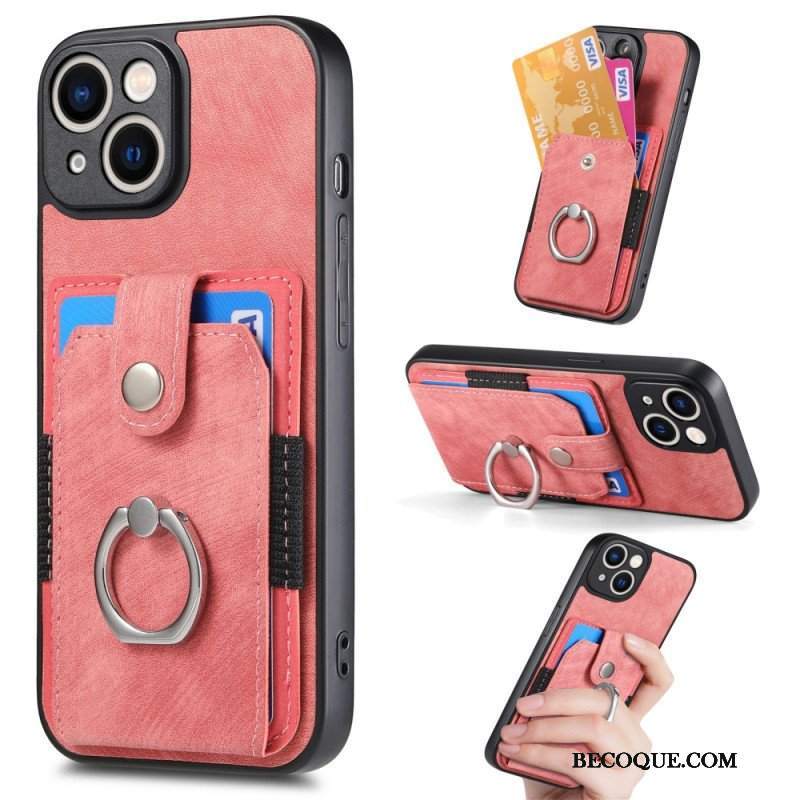 Etui do iPhone 15 Vintage Z Uchwytem Na Pierścionek I Etui Na Karty