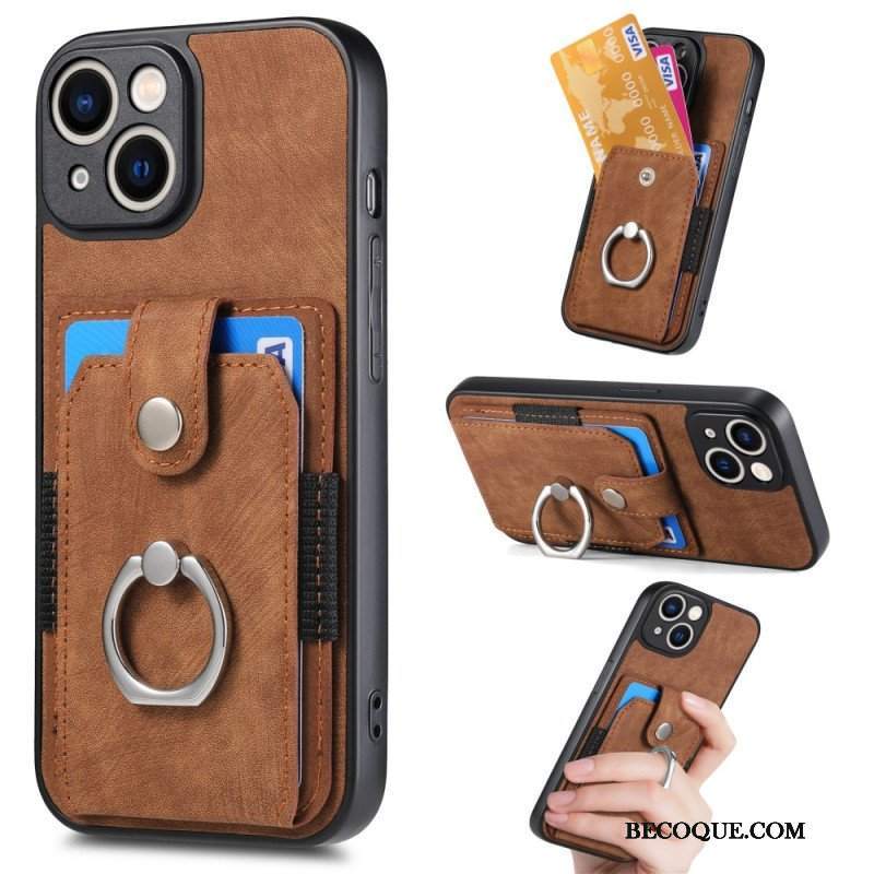 Etui do iPhone 15 Vintage Z Uchwytem Na Pierścionek I Etui Na Karty