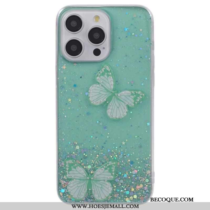 Etui iPhone 16 Pro Max Błyszczące Motyle