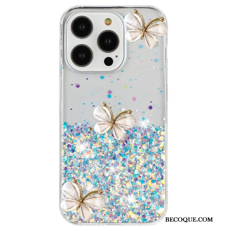 Etui iPhone 16 Pro Max Efekt Świetlny Motyli 3d