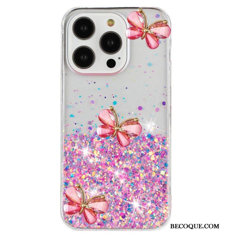 Etui iPhone 16 Pro Max Efekt Świetlny Motyli 3d