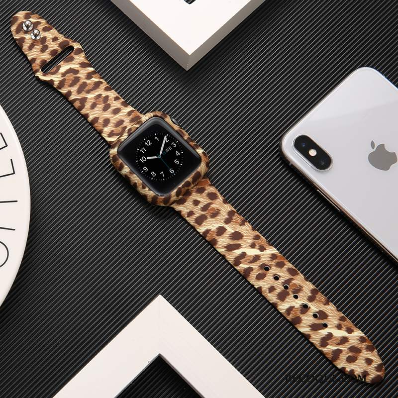 Futerał Apple Watch Series 3 Silikonowe Biały Drukowana, Etui Apple Watch Series 3 Ochraniacz Modna Marka Czarny