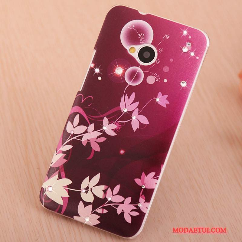 Futerał Htc One M7 Rhinestone Jasnyna Telefon, Etui Htc One M7 Kolor Purpurowy