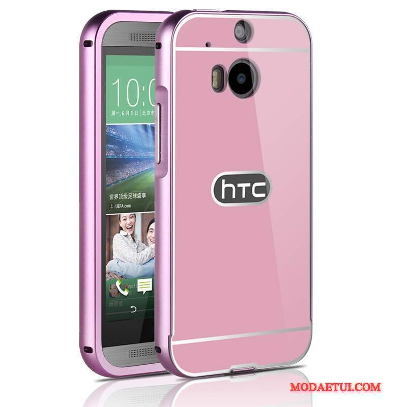 Futerał Htc One M8 Metal Granica Filmy, Etui Htc One M8 Ochraniacz Złoto Szkło Hartowane