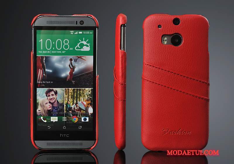 Futerał Htc One M8 Skóra Tylna Pokrywa Tendencja, Etui Htc One M8 Ochraniacz Czerwonyna Telefon