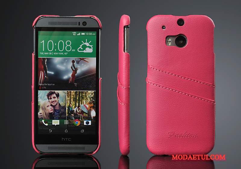 Futerał Htc One M8 Skóra Tylna Pokrywa Tendencja, Etui Htc One M8 Ochraniacz Czerwonyna Telefon