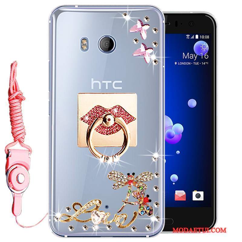 Futerał Htc U11 Rhinestone Anti-fall Złoto, Etui Htc U11 Miękki Na Telefon