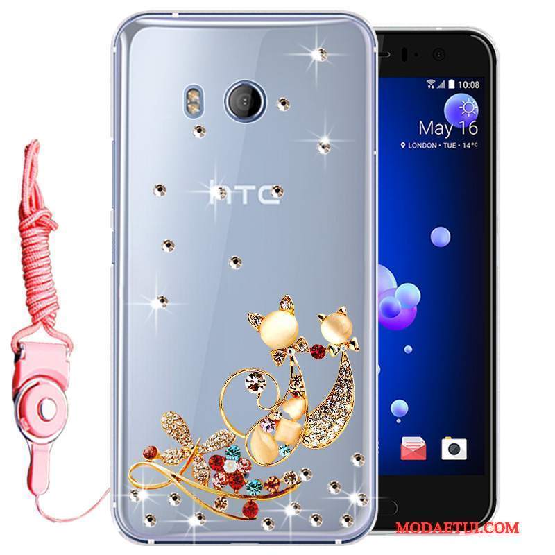 Futerał Htc U11 Rhinestone Anti-fall Złoto, Etui Htc U11 Miękki Na Telefon