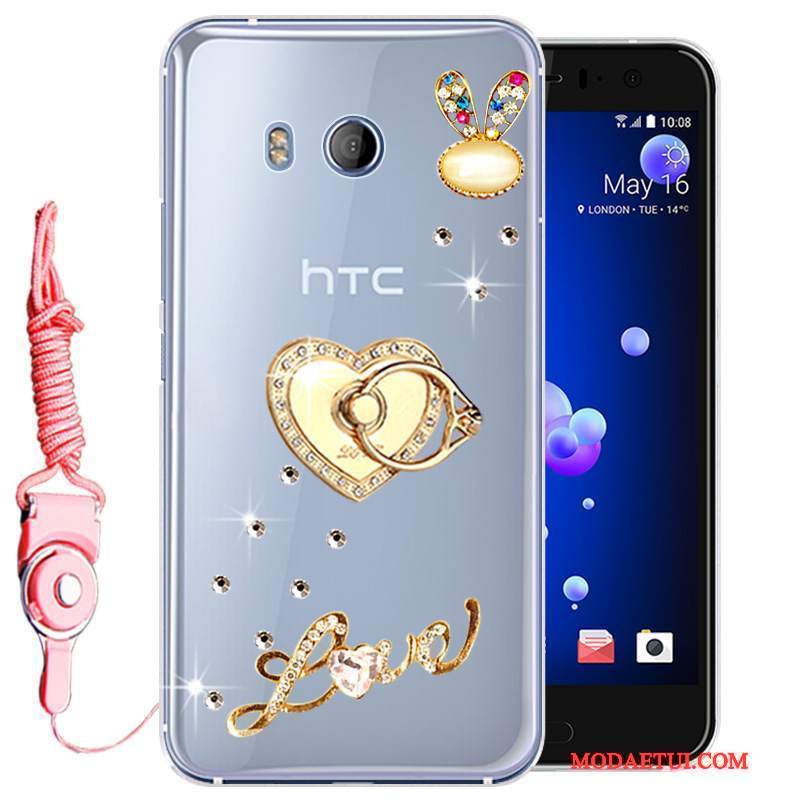 Futerał Htc U11 Rhinestone Anti-fall Złoto, Etui Htc U11 Miękki Na Telefon