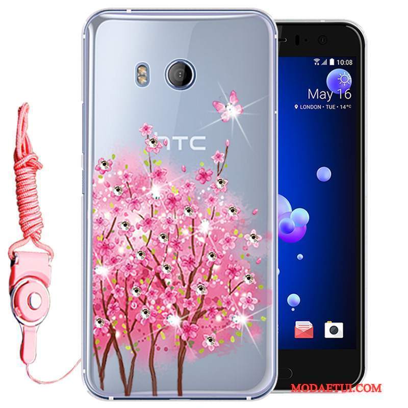 Futerał Htc U11 Rhinestone Anti-fall Złoto, Etui Htc U11 Miękki Na Telefon