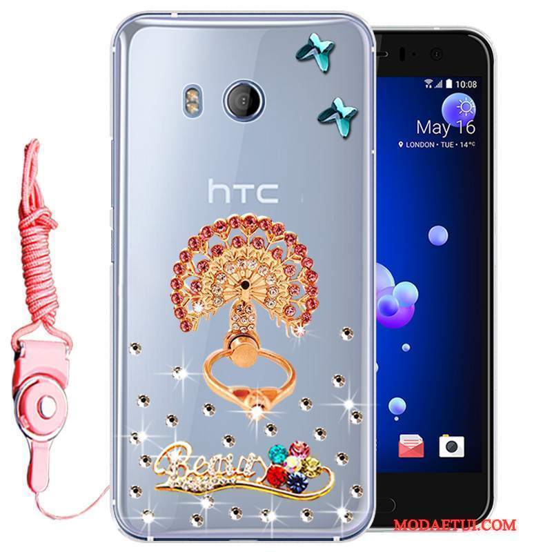 Futerał Htc U11 Rhinestone Anti-fall Złoto, Etui Htc U11 Miękki Na Telefon