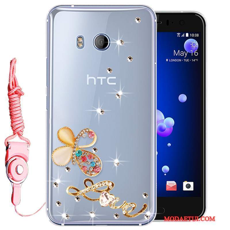 Futerał Htc U11 Rhinestone Anti-fall Złoto, Etui Htc U11 Miękki Na Telefon