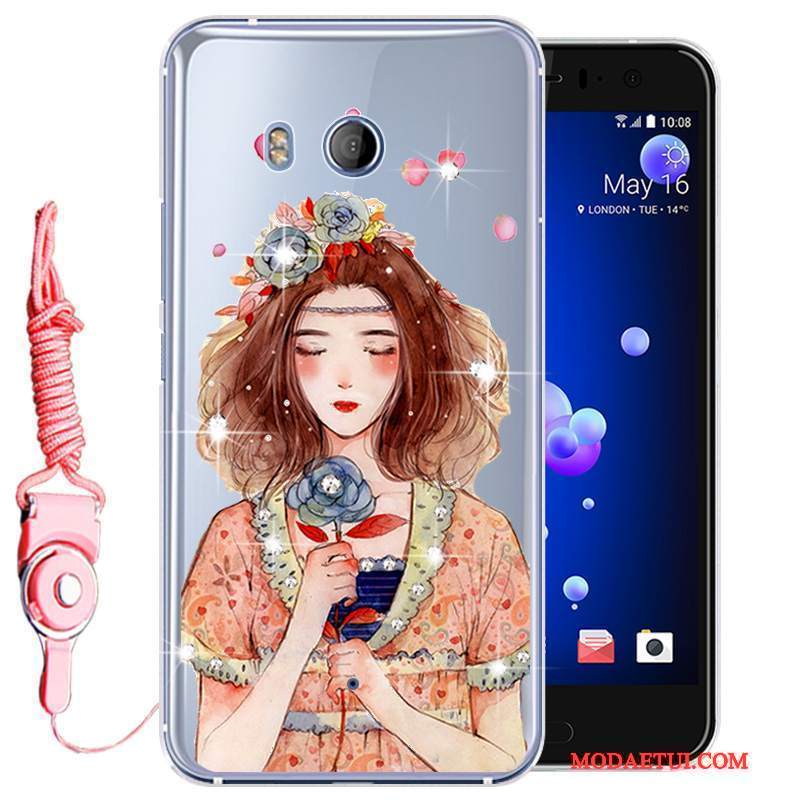 Futerał Htc U11 Rhinestone Anti-fall Złoto, Etui Htc U11 Miękki Na Telefon