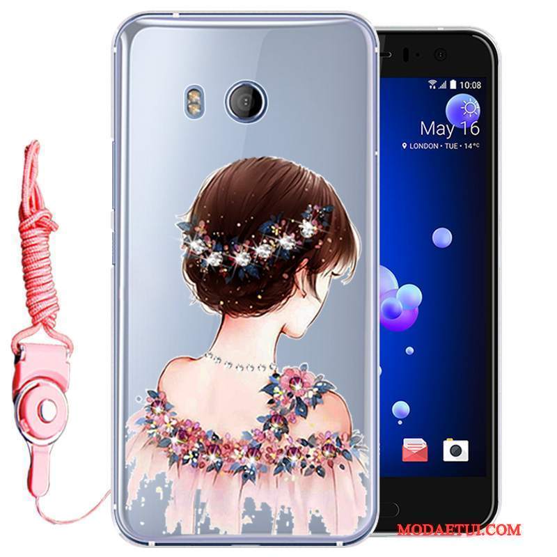 Futerał Htc U11 Rhinestone Anti-fall Złoto, Etui Htc U11 Miękki Na Telefon