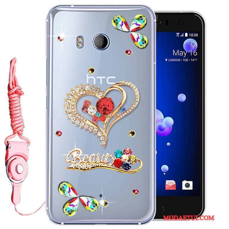 Futerał Htc U11 Rhinestone Anti-fall Złoto, Etui Htc U11 Miękki Na Telefon