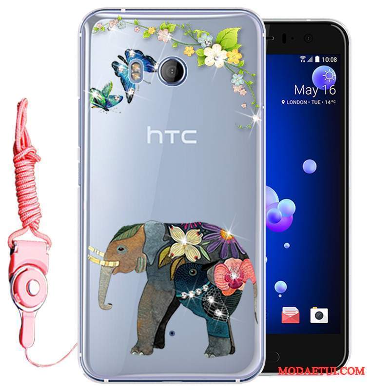 Futerał Htc U11 Rhinestone Anti-fall Złoto, Etui Htc U11 Miękki Na Telefon