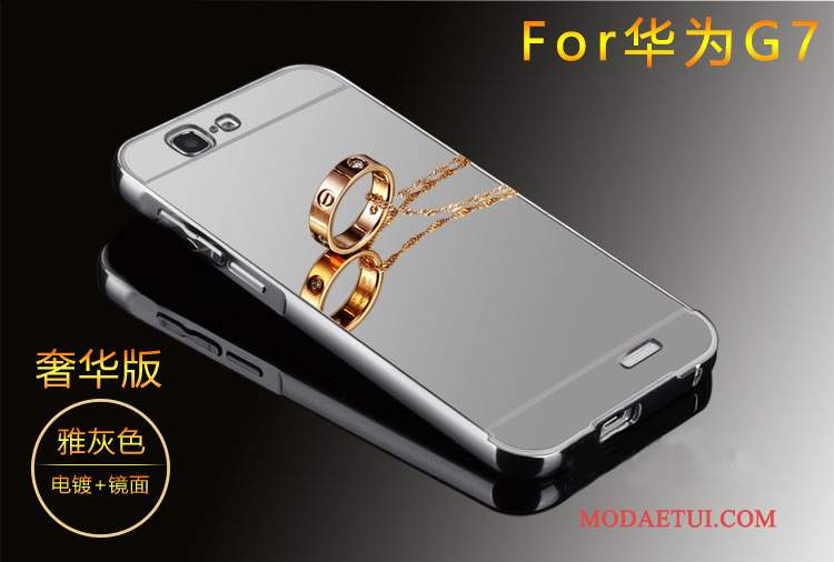 Futerał Huawei Ascend G7 Metal Granica Złoto, Etui Huawei Ascend G7 Na Telefon