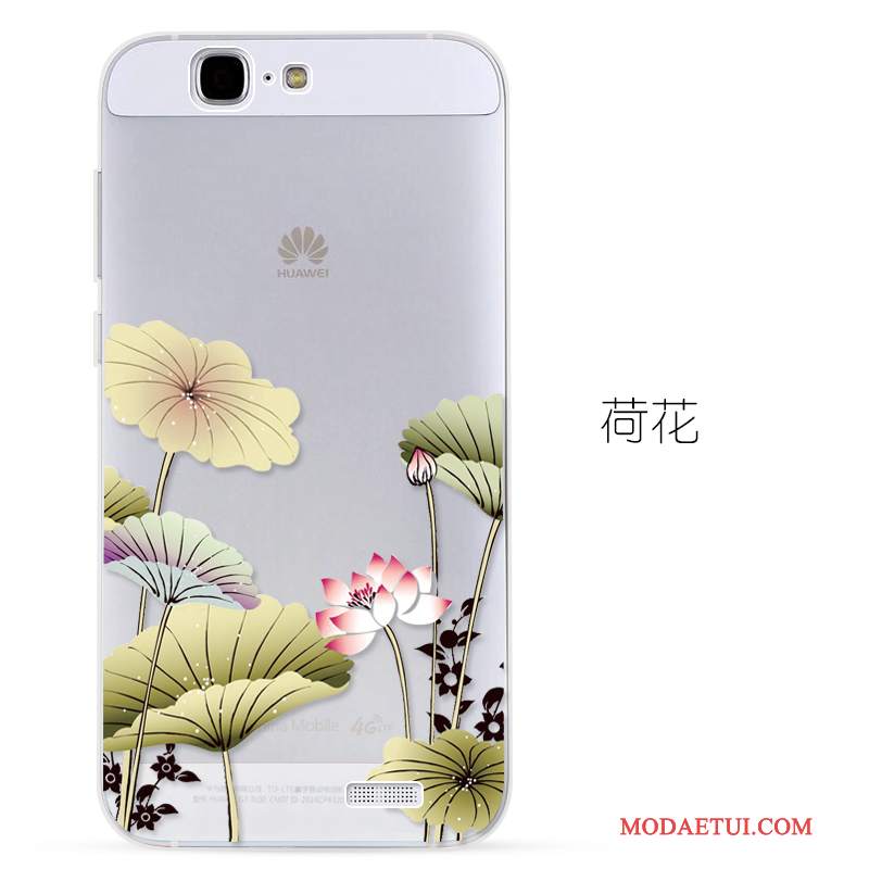 Futerał Huawei Ascend G7 Relief Przezroczysty Niebieski, Etui Huawei Ascend G7 Miękki Na Telefon