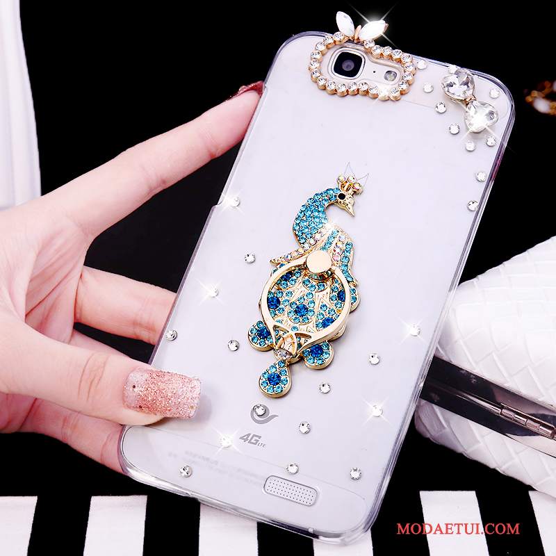 Futerał Huawei Ascend G7 Rhinestone Białyna Telefon, Etui Huawei Ascend G7 Tendencja Ring