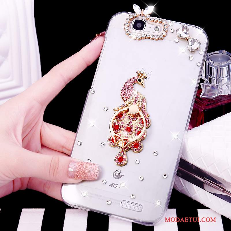 Futerał Huawei Ascend G7 Rhinestone Białyna Telefon, Etui Huawei Ascend G7 Tendencja Ring