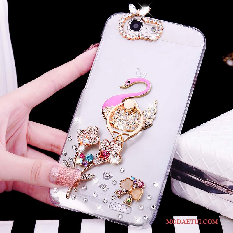 Futerał Huawei Ascend G7 Rhinestone Białyna Telefon, Etui Huawei Ascend G7 Tendencja Ring