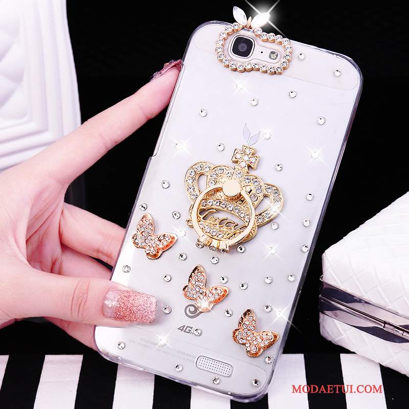 Futerał Huawei Ascend G7 Rhinestone Białyna Telefon, Etui Huawei Ascend G7 Tendencja Ring