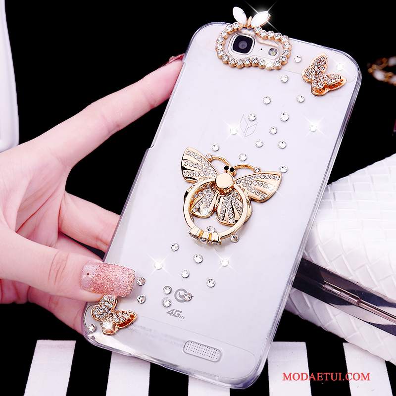 Futerał Huawei Ascend G7 Rhinestone Białyna Telefon, Etui Huawei Ascend G7 Tendencja Ring