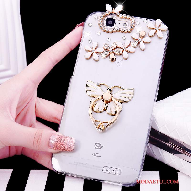 Futerał Huawei Ascend G7 Rhinestone Białyna Telefon, Etui Huawei Ascend G7 Tendencja Ring