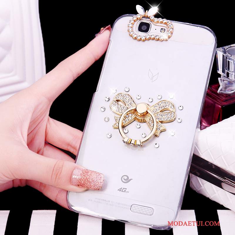 Futerał Huawei Ascend G7 Rhinestone Białyna Telefon, Etui Huawei Ascend G7 Tendencja Ring