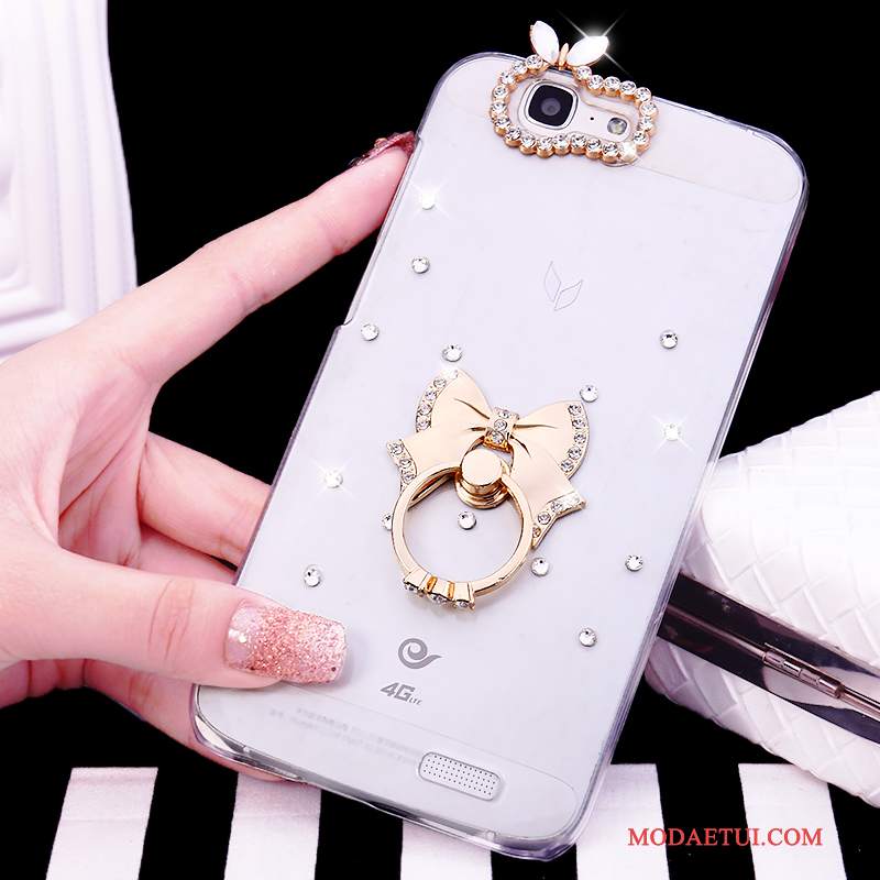 Futerał Huawei Ascend G7 Rhinestone Białyna Telefon, Etui Huawei Ascend G7 Tendencja Ring