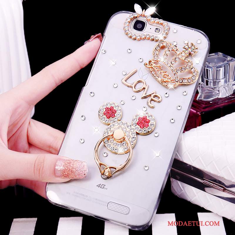 Futerał Huawei Ascend G7 Rhinestone Białyna Telefon, Etui Huawei Ascend G7 Tendencja Ring